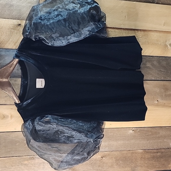 Maeve Puff-Sleeve Velvet Blouse Size XS - Picture 2 of 6